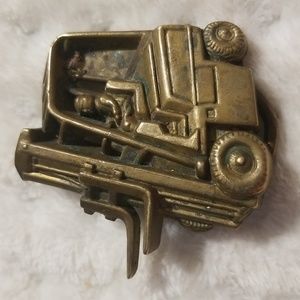 Vintage Solid Brass Forklift Operator Belt Buckle stamped no. D-4226